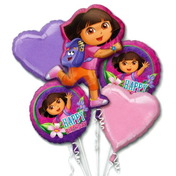 Dora the Explorer Birthday Mylar Balloon Bouquet Inflated from Balloon Shop NYC