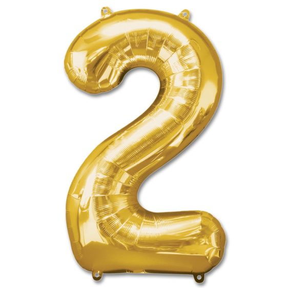 Number 2 Gold Jumbo Foil Balloon from Balloons Shop NYC