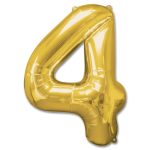 Number 4 Gold Jumbo Foil Balloon from Balloons Shop NYC