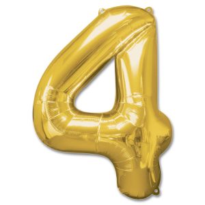 Number 4 Gold Jumbo Foil Balloon from Balloons Shop NYC