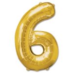 Number 6 Gold Jumbo Foil Balloon from Balloons Shop NYC