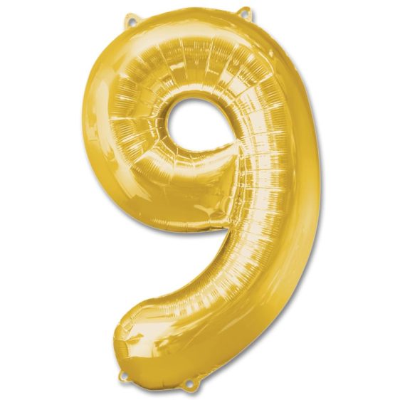 Number 9 Gold Jumbo Foil Balloon from Balloons Shop NYC