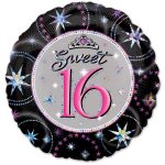 Sweet 16 Birthday Mylar Party Balloon 18 Inch Inflated