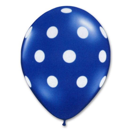 Bright Royal Blue Latex Party Balloons Polka Dot 12 inch from Balloon Shop NYC