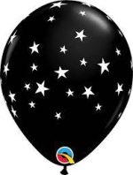 Black White Stars Latex Party Balloon 11 inch Inflated