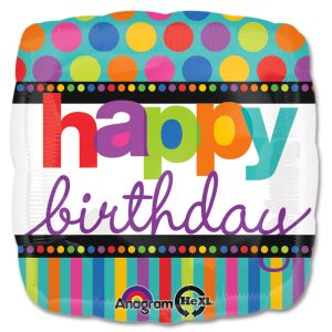Happy Birthday Dots & Stripes Balloon from Balloon Shop NYC