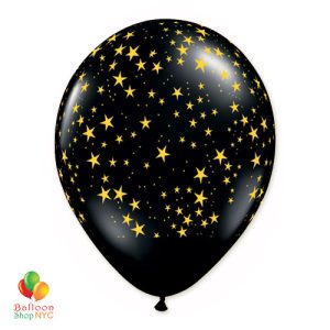 Black Gold Stars Latex Party Balloon 12 inch delivery Balloons Shop NYC