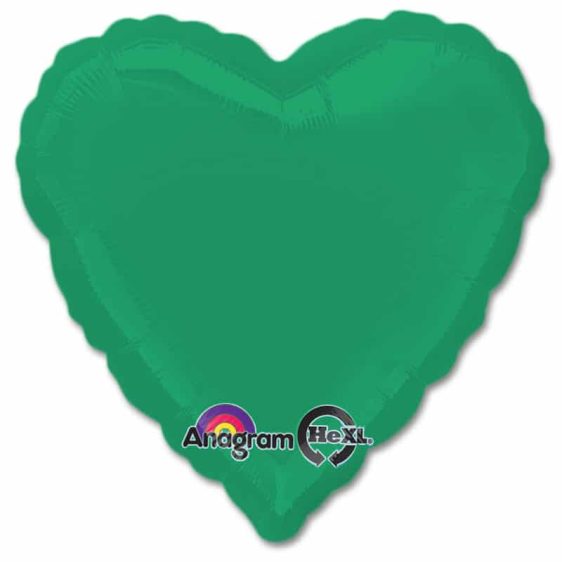 Emerald Green Heart Shape 18 Inch Mylar Party Balloon from Balloons Shop NYC