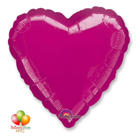 Fuchsia Heart Mylar Balloon 18Fuchsia Heart Mylar Balloon 18 Inch Inflated Delivery in New York from Balloon Shop NYC
