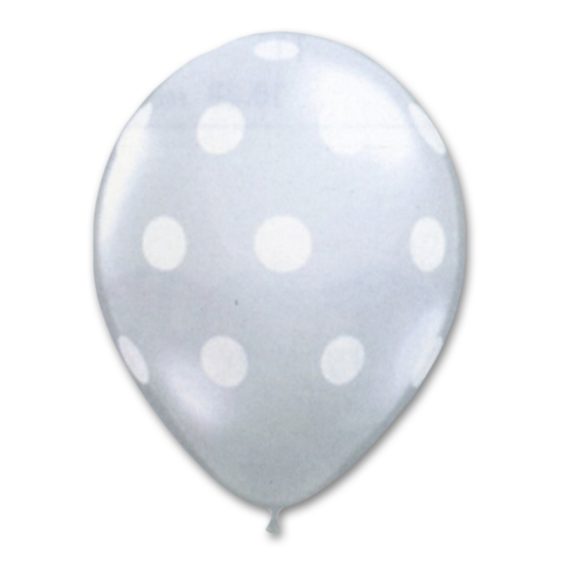 White Clear Latex Party Balloons Polka Dot 12 inch from Balloon Shop NYC