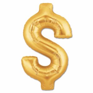 Jumbo Foil Gold 40 inch $ Sign Balloon from Balloons Shop NYC