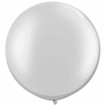 Silver Latex Party Balloon 24 inch Round Inflated with Helium