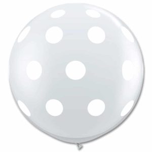 Latex Party Balloon 36 Inch Round Diamond Clear White Polka Dot from Balloons Shop NYC
