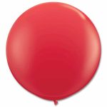 Red Latex Party Balloon 24 inch Round Inflated with Helium