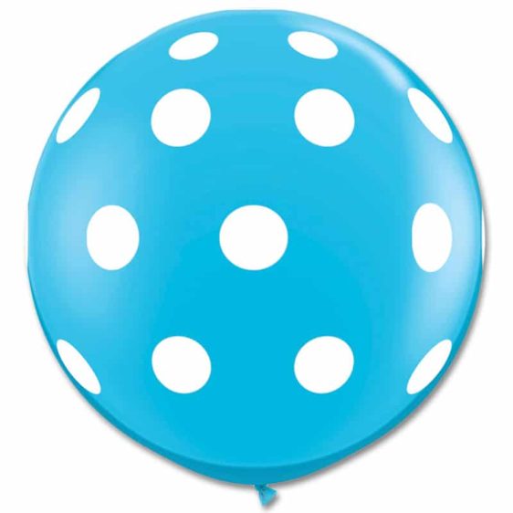 Latex Party Balloon 36 Inch Round Robin Egg Blue White Polka Dots from Balloons Shop NYC