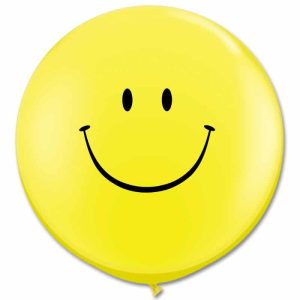 Latex Party Balloon 36 Inch Round Smile Yellow from Balloons Shop NYC