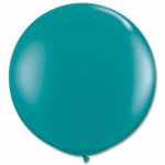 Jewel Teal Latex Party Balloon 36 inch Round Inflated
