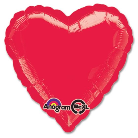 Metallic Red Heart Shape 18 Inch Mylar Party Balloon from Balloons Shop NYC