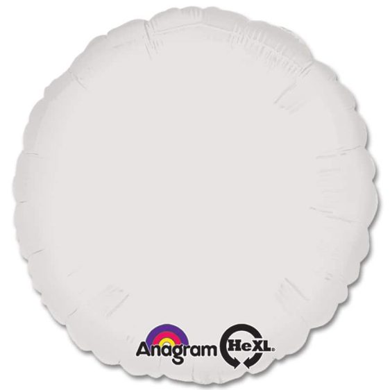 Opaque White Circle 18 Mylar Party Balloon from Balloons Shop NYC