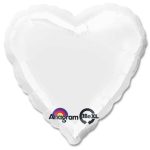 Opaque White Heart Shape 18 Inch Mylar Party Balloon from Balloons Shop NYC