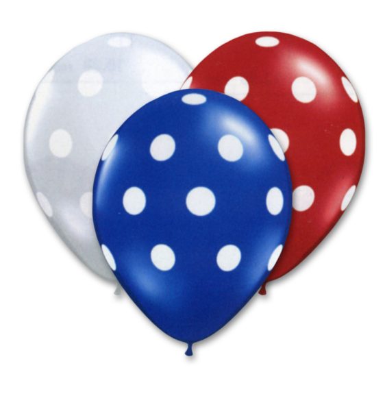 Patriotic Assortment Latex Party Balloons Polka Dot 12 inch from Balloon Shop NYC