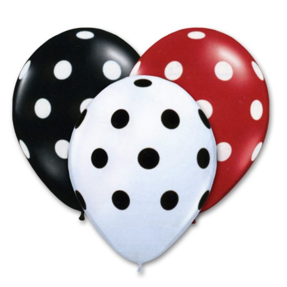 Black Red White Polka Dots 12 inch Latex Balloons Bouquet Cheap Balloons Delivery NYC