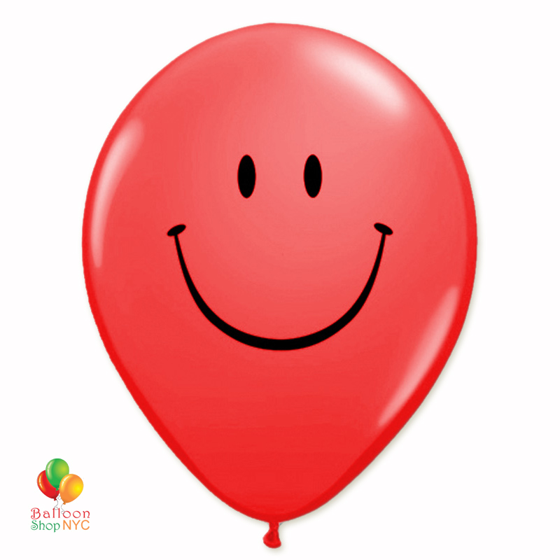 Smile Face Red Latex Party Balloon 12 inch Inflated delivery Balloon Shop NYC
