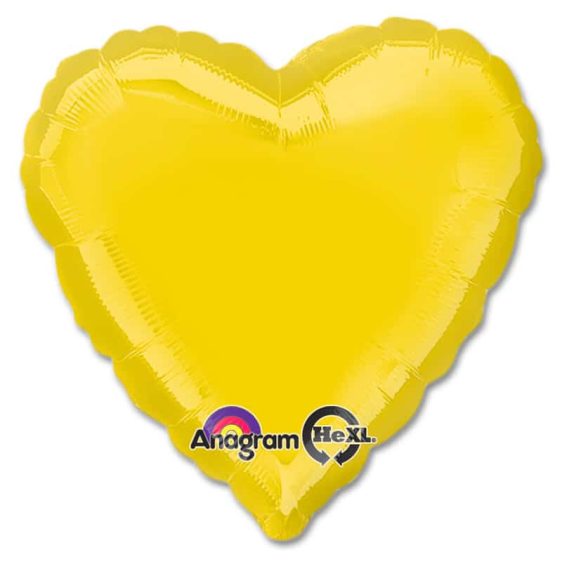 Yellow Heart Shape 18 Inch Mylar Party Balloon from Balloons Shop NYC