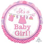 It's a Girl Clothes Mylar Party Balloon 18 Inch Inflated