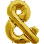 Sign & Ampersand Gold 34 inch Foil Balloons from Balloons Shop NYC