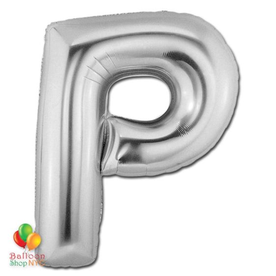 Jumbo-FoiJumbo Foil Silver 40 inch Letter P Balloon