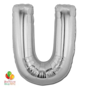 Jumbo-FoiJumbo Foil Silver 40 inch Letter U Balloon