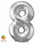Jumbo Foil Silver 40 inch Number Eight Balloon