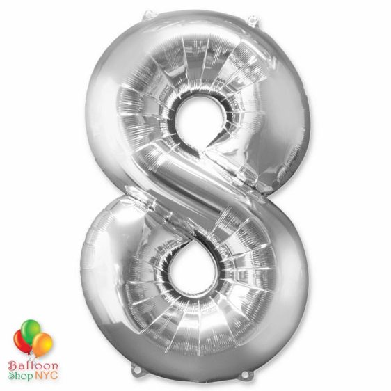 Jumbo Foil Silver 40 inch Number Eight Balloon