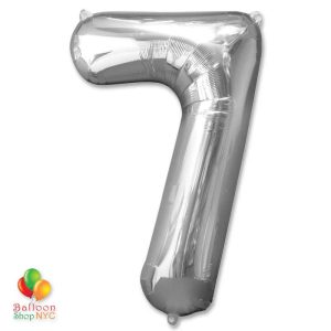 Jumbo Foil Silver 40 inch Number Seven Balloon