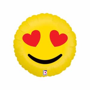 Valentines Day Mylar Balloon Emoji Hearts 18 inch delivery from Balloon Shop NYC