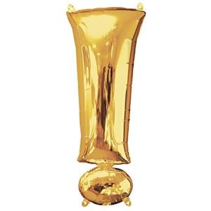 Giant Exclamation Point Gold Foil Balloon 35 inch Inflated with Weight