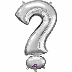 Giant Symbol "?" Silver Foil Balloon 35 inch Inflated with Weight