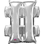 Giant Symbol "#" Silver Foil Balloon 35 inch Inflated with Weight