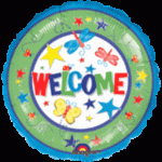Welcome Home with Butterfly 18 Inch Mylar Balloon Inflated with Helium