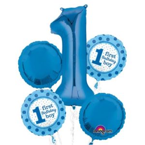 1st Birthday Boy Mylar Balloon Bouquet delivery from Balloons Shop NYC