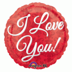 I LOVE YOU RED DAMASK 18 Inch Mylar Balloon