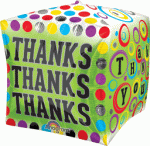 Polka Dotty Thanks CUBEZ Mylar Balloon 15 inch delivery from Balloon Shop NYC
