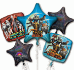 STAR WARS REBELS Bouquet with 5 Mylar Balloons Inflated with Helium and attached to weight