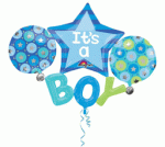 It's A Boy 53*39 Inch Mylar Balloon Inflated with Helium and attached to Weight