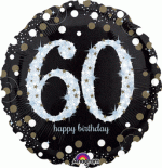 Sparkling Birthday 60 Holographic 18 Inch Mylar Balloon Inflated