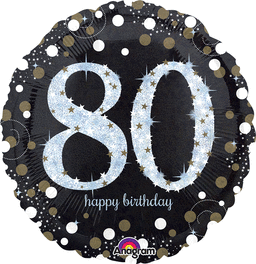 Sparkling Birthday 80 Holographic 18 Inch Mylar Balloon Inflated