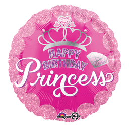 Princes Crown Happy Birthday 18 Inch Mylar Balloon Inflated