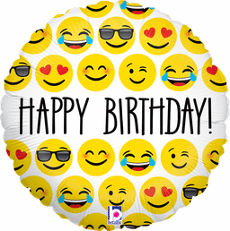 EMOJI BIRTHDAY 18 Inch Mylar Balloon Inflated with Helium