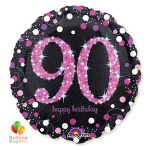 Pink Celebration 90th Holographic 18 Inch Mylar Balloon Inflated high-quality cheap balloons nyc delivery